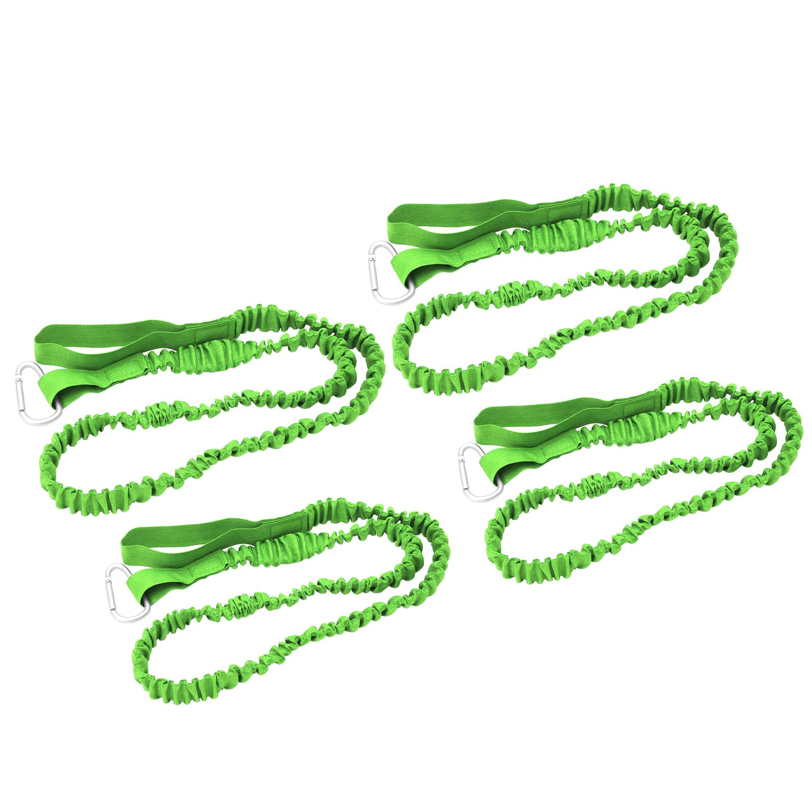 equlup Stretchable Kayak Paddle Leash, 4PCS Kayak Rod Lanyard Elastic Anti Lost Nylon Canoe Paddle Leash Safety Rope for Surfing Rafting, Fishing Poles Rods (Green)