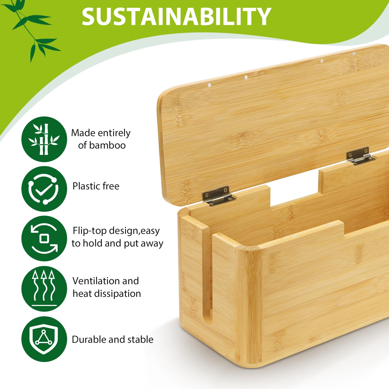 Relaxdays Kabelbox für 2 Steckdosenleisten, Bambusdeckel Relaxdays Kabelbox für 2 Steckdosenleisten, Bambusdeckel