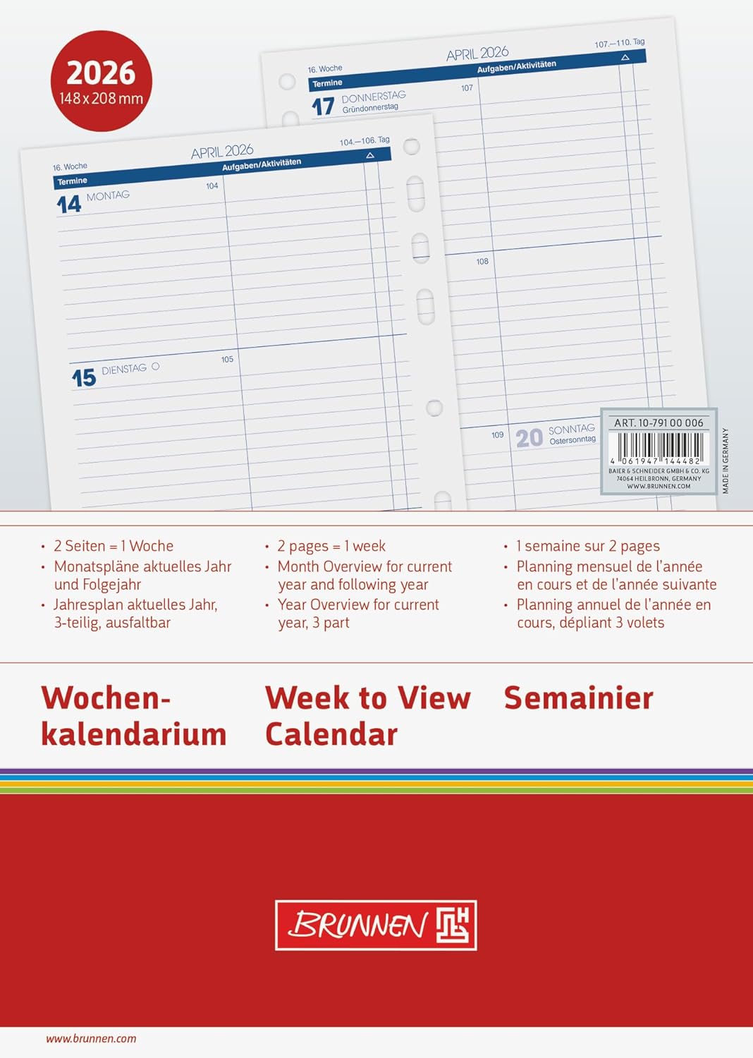 BRUNNEN Weekly Calendar Business 2026 | A5