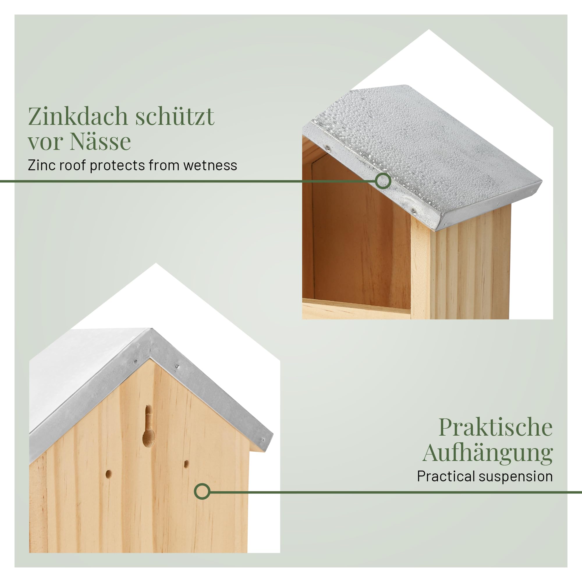 WILDLIFE HOME Großes Robustes Vogel-Futterhaus speziell auch für große Vögel wie Spechte, Elstern und Eichhörnchen & Co. I Aus Massivholz mit Metall-Dach, Futterstation, Vogelhaus, Futterspender