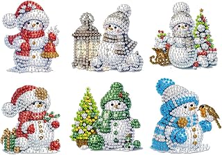 Generic 6Pcs Acrylic Christmas Crystal Ball Art Magnets Decals Painting Refrigerator Magnet for DIY Crafts Party Gift