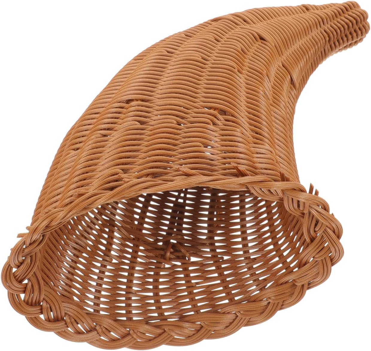 Cornucopia Basket Wicker Horn Fall Basket Hand Woven Snack Basket Empty Basket Bread Basket Food Holder Thanksgiving Table Centerpiece for Dining Table Decor