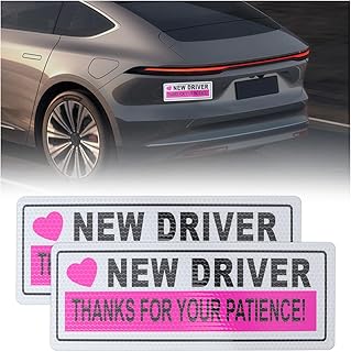 2PCS New Driver Magnet for Car,Student Driver Sticker Magnet for Car with Reflective Design,Universal Student Drivers Magnets Automotive Exterior Accessories for Most Vehicles