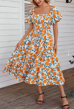 Kormei Women's Off The Shoulder Dress - Short Puff Sleeve, Smocked Maxi Dress For Spring & Summer Parties