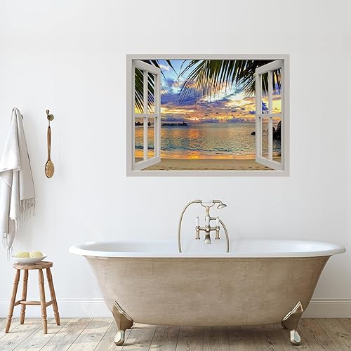 Miniatura 8 de Adhesivo de pared extraíblemural de pared, hermoso campo de primavera con flores silvestres  Decoración creativa de pared con vista de ventana - 24