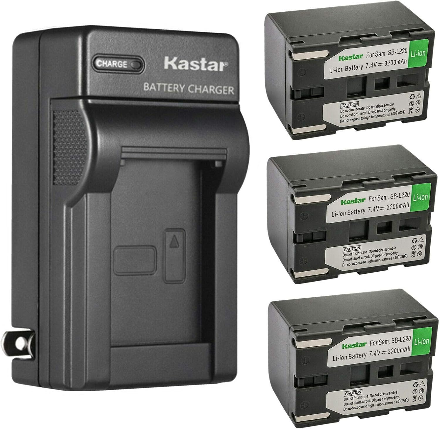 Kastar 3-Pack Battery & AC Charger for Samsung cams