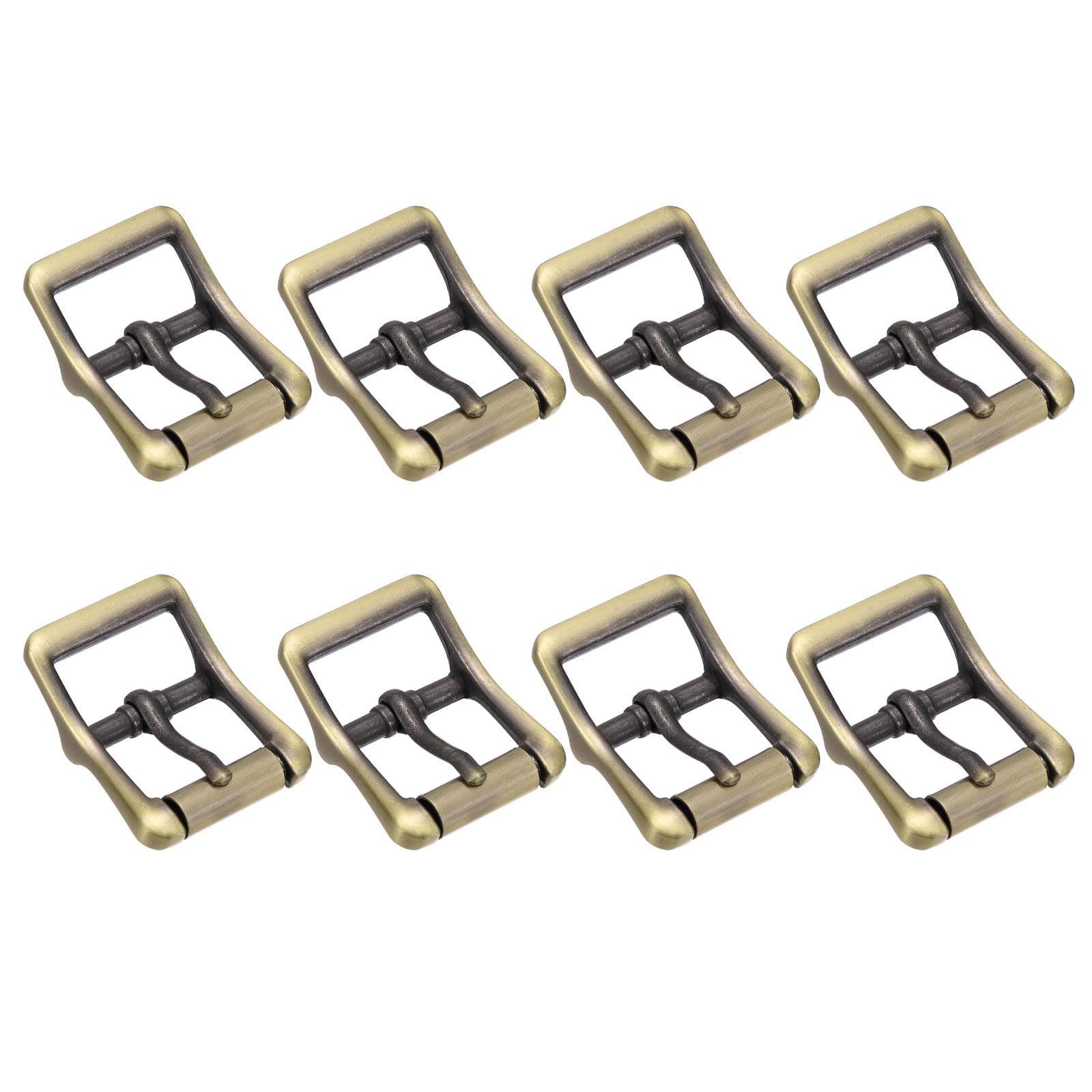 TIXIPEM 0.86 IN(22mm) Metal Roller Buckle [8Pcs] - Webbing Belts Center Bar Single Prong Buckle Use for Leather Bags Craft & Purse & DIY Accessories - [Copper Tone] Curved Loops Clasp