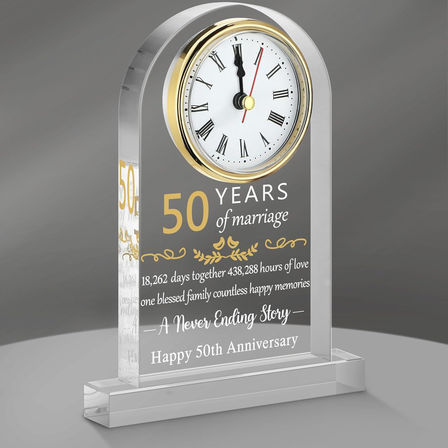 Amazon.com: Ecation 50th Wedding Quartz Table Clock Golden 50 Year for ...