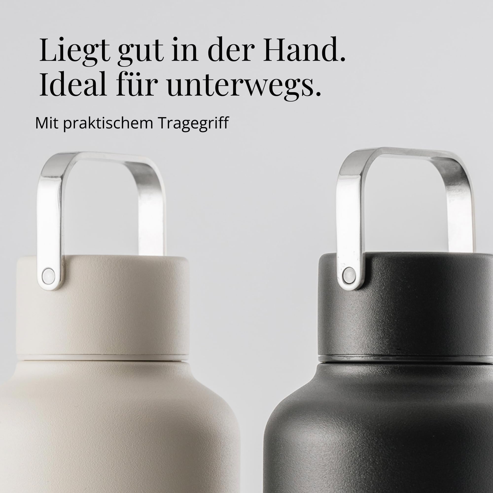 EQUA Timeless Isolierte Trinkflasche, doppelwandig, Edelstahl, 24 Stunden kalt oder bis zu 12 Stunden heiß, BPA-frei, auslaufsicher, haltbar, multifunktional (Steel, 1000ml)