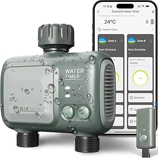 Programmateur Arrosage WiFi 2 Voies, Johgee arrosage Automatique pour Jardin, Arrosage Intelligent avec Contrôle APP et La Météo Connecté, minuterie d'irrigation programmable et Arrosage à Distance