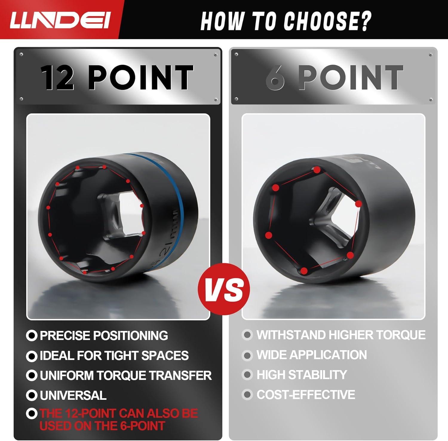 LLNDEI 3/8 inch Drive 12 Point Socket Set 71 Piece,SAE(5/16-3/4in) and Metric(8-22mm),Deep & Shallow,CR-V.With Drill Socket Adapter & Extension Bar 3/8 in,Hex Key Set 12Pt Can Also be Used on 6pt