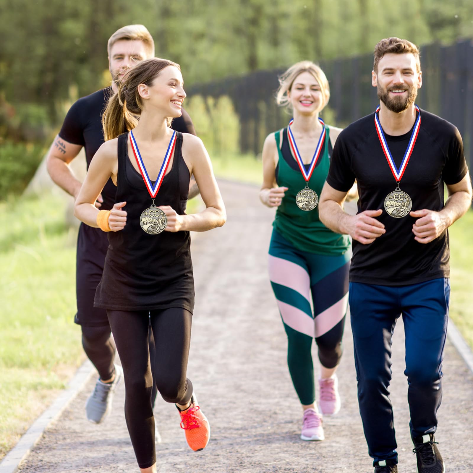 Remuuly 30/60/100 Stück Cross-Country-Medaillen, 5,1 cm, Gold-Trophäe, Auszeichnung, Metall, Erster Platz mit Halsbändern, Preisgeschenk für Langlauf-Turniere, Sportwettbewerbe, Team, Erwachsene (30
