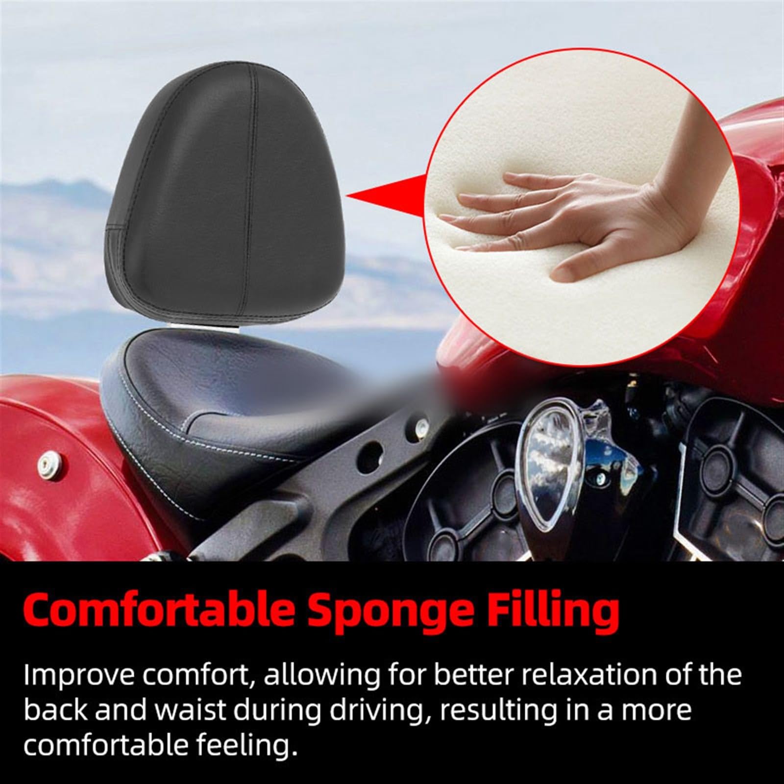 Dossier De Pilote Moto Coussin Siège Conducteur Noir Accessoires pour Indian Scout 2015-2023 2016 2017 2018 2019 2020 2021 2022
