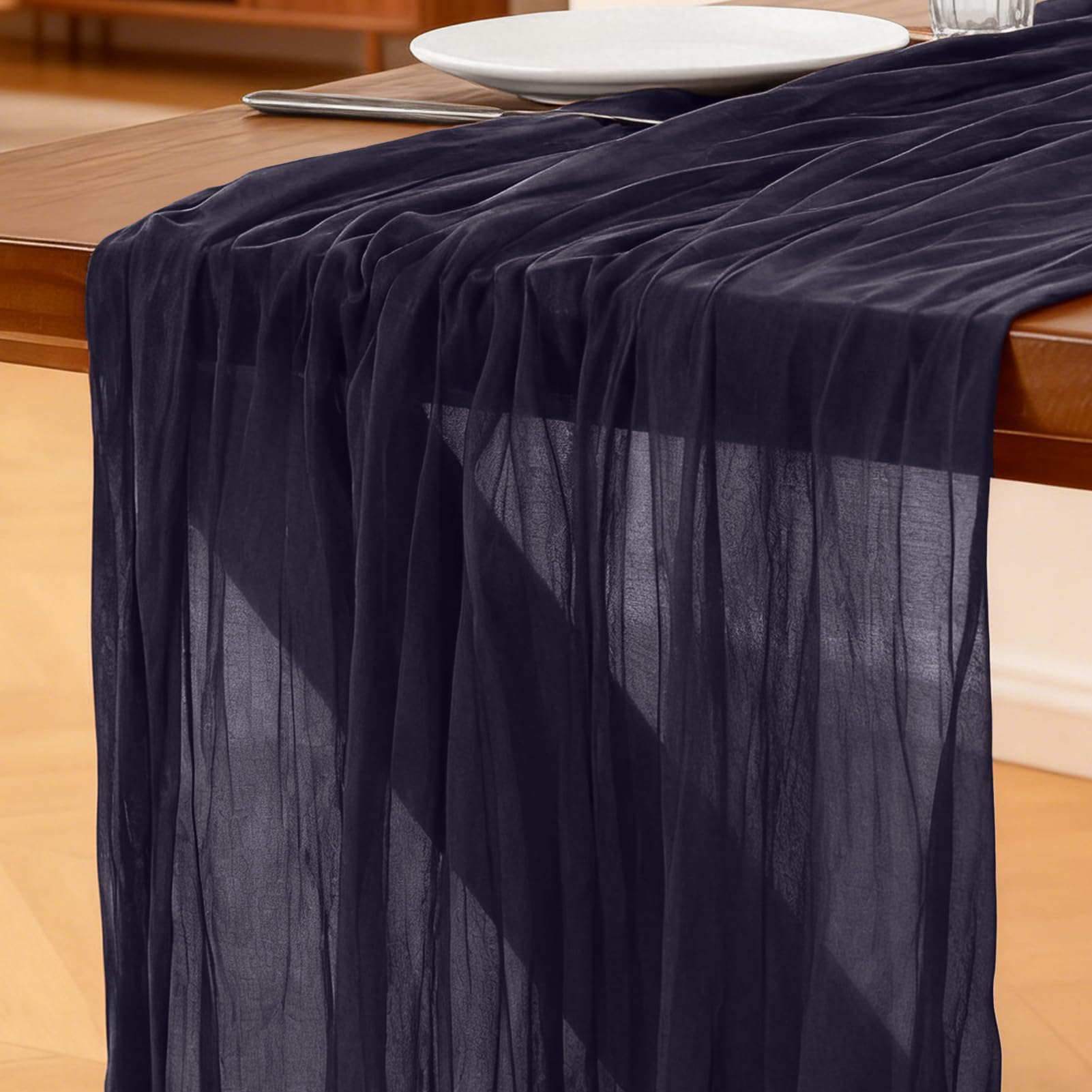 Chemin de Table bordeaux gaze rustique Boho omage tissu chemin de Table mariage nuptiale