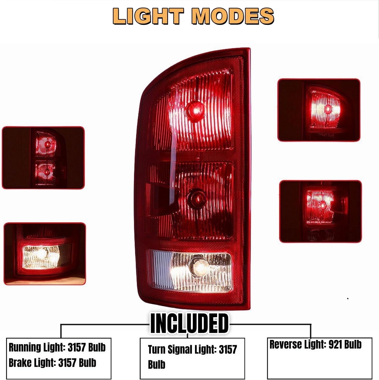 Tail Light Compatible with 2002-2006 Dodge Ram 1500 2500 3500 Pickups rear Brake Lamp with Circuit Boards (OE-Red)