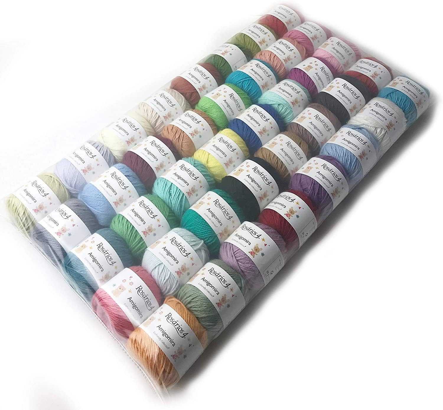 Amigurumi Häkelgarn, 40 x mehrfarbige Packungen, 100 % Baumwolle, Häkelgarn, 40 verschiedene Farben, 40 x 20 g Garnbündel, 800 g XL-Packung (40 x mehrfarbige Packungen)