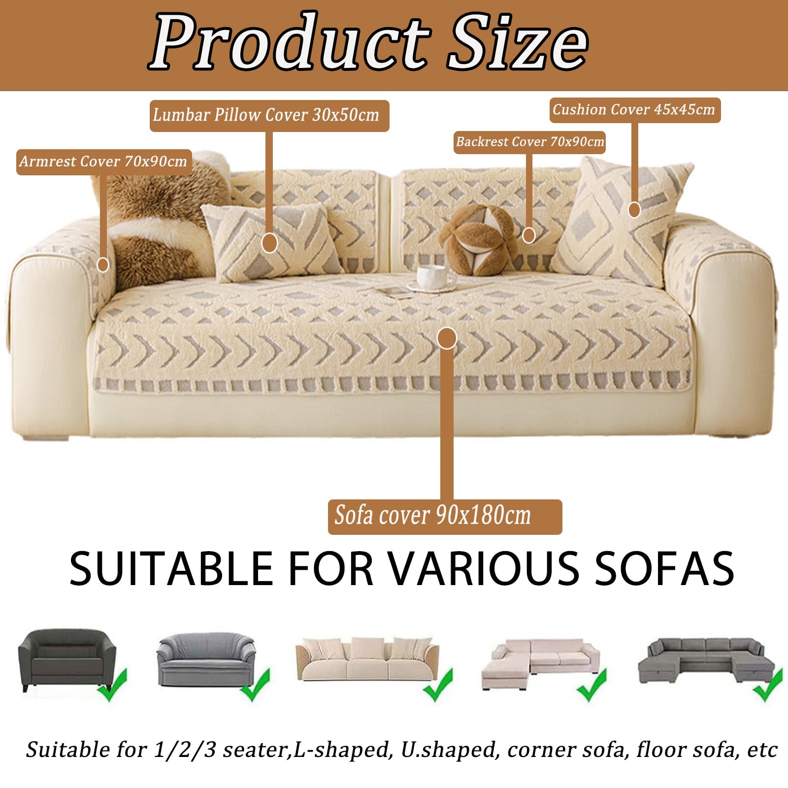 Fuzzy P antypoślizgowy pokrowiec na sofę, zmywalny, przyjazny dla zwierząt, ochraniacz na kanapę do kanapy Loveseat i L Sd, szary, 90 x 240 cm, idealny do dekoracji domu