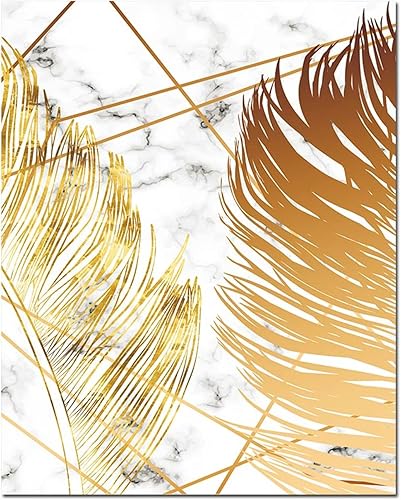 Miniatura 5 de YOWOCAL Arte de pared impreso en lienzo de hojas doradas, 16 x 20 x 3 pulgadas, póster de hojas de palmera de Monstera tropicales, decoración de