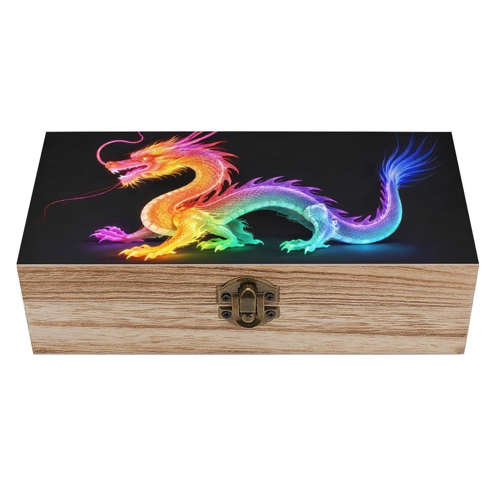 HLBSDM Green Mermaid Scales Wooden Storage Box