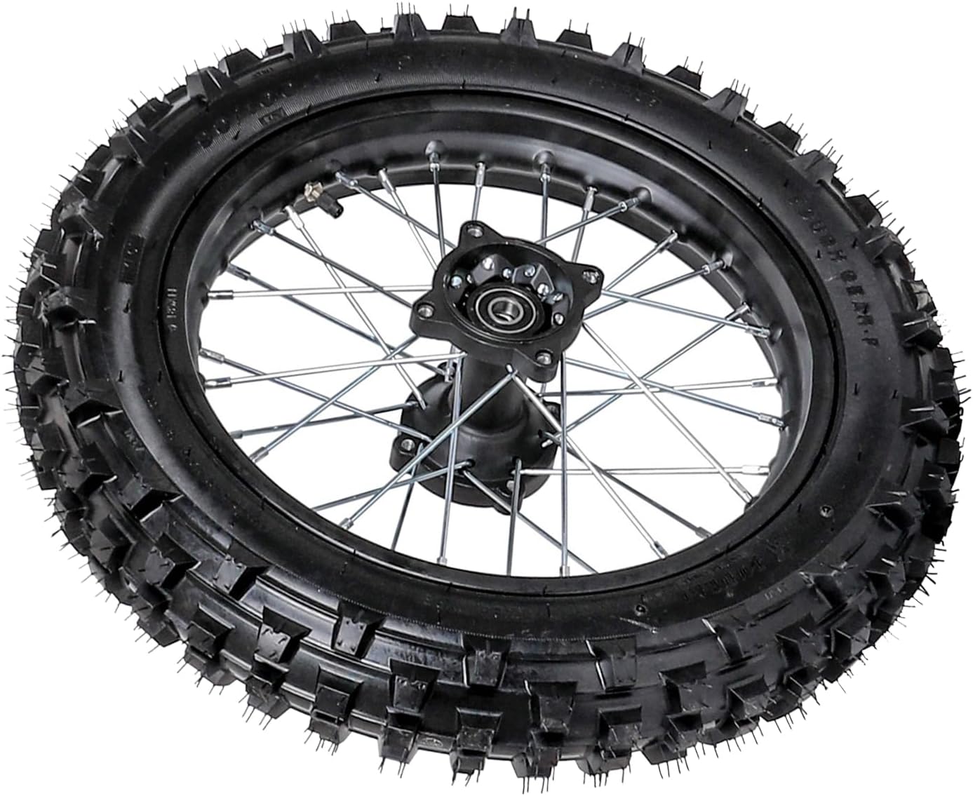 90/100-14 Dirt Bike Rear Wheel Assembly with Tire, Rim, Inner Tube, 190mm Brake Disc & Caliper, 15mm Bearing, 420 41T Chain Sprocket – Replacement for Pit Trail Bikes Motocross Off-Road Motorcycle
