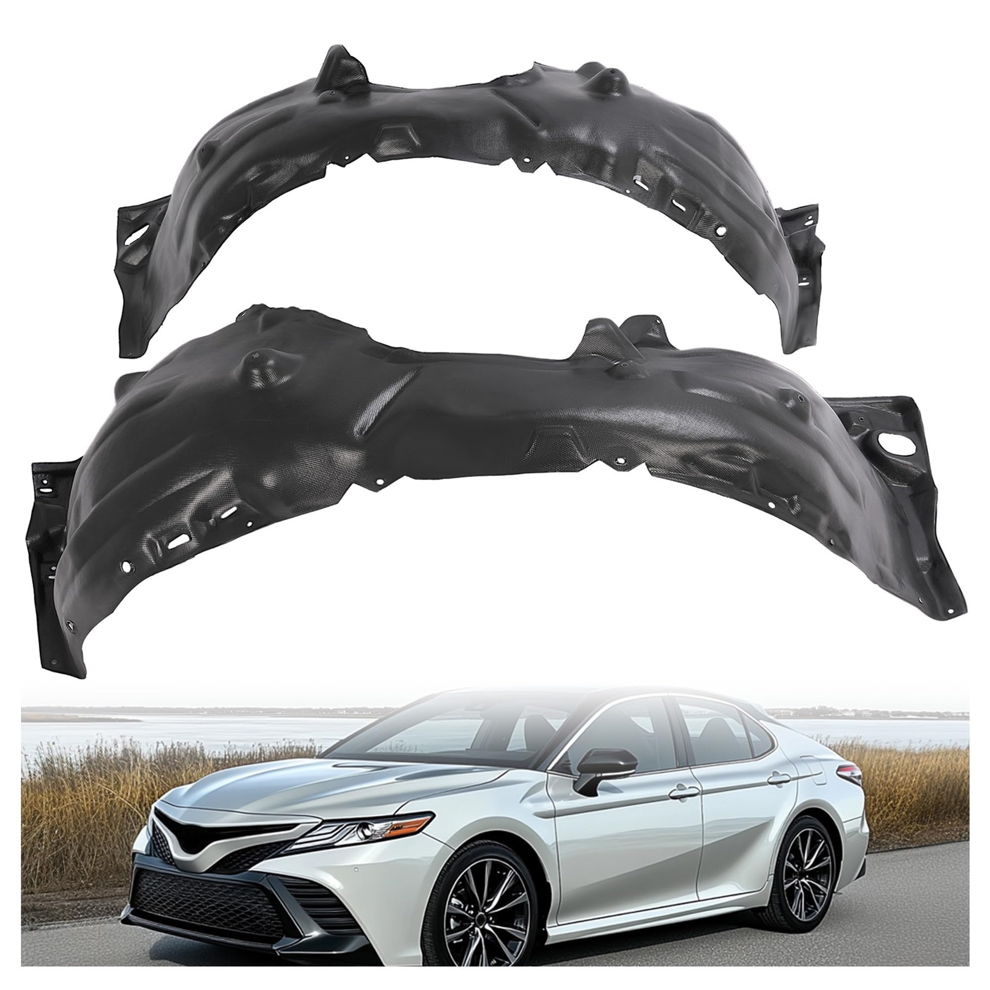 JMTAAT Front Fender Liner Inner Panel Set Compatible with 2018-2024 Toyota Camry SE XSE TRD w/o Insulation Foam Replace for TO1248214 TO1249214