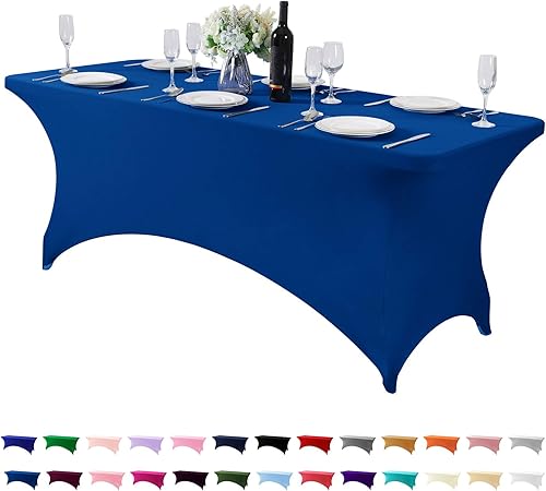 Mantel de elastano para mesa de 6, 4 o 8 pies, universal, ajustable, para fiestas, banquetes, bodas y eventos, color azul rey