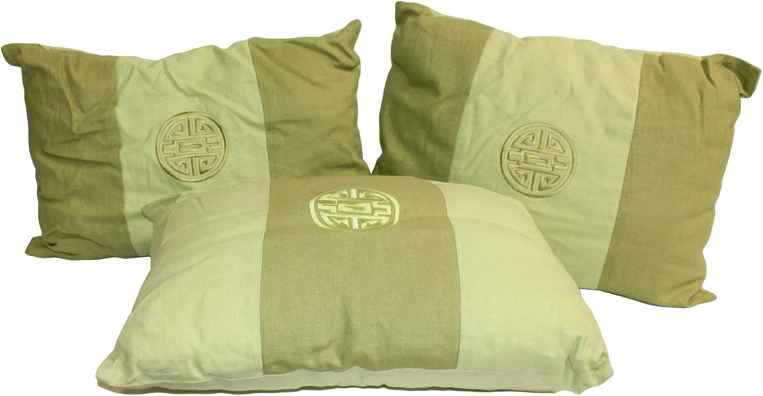 A31 3 Pieces Green Color Rectangular Fabric Couch Sofa Cushions Aws652