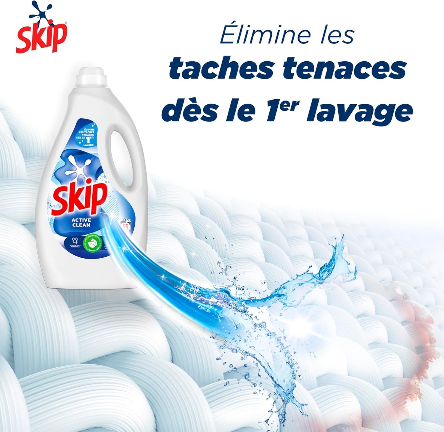 Skip - Lessive Liquide Active Clean - Propreté Impeccable - Fraîcheur Longue Durée - Détache les vêtements tout en respectant fibres et couleurs - 2x60 Lavages