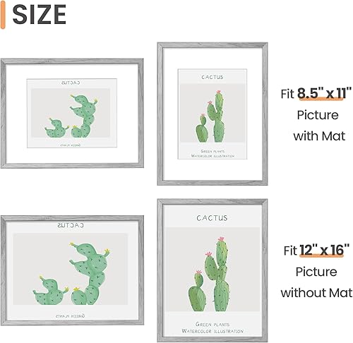 Miniatura 3 de upsimples Portarretratos de 12 x 16 pulgadas, para exhibir fotos de 8.5 x 11 pulgadas con paspartú o de 12 x 16 pulgadas sin paspartú, marco para