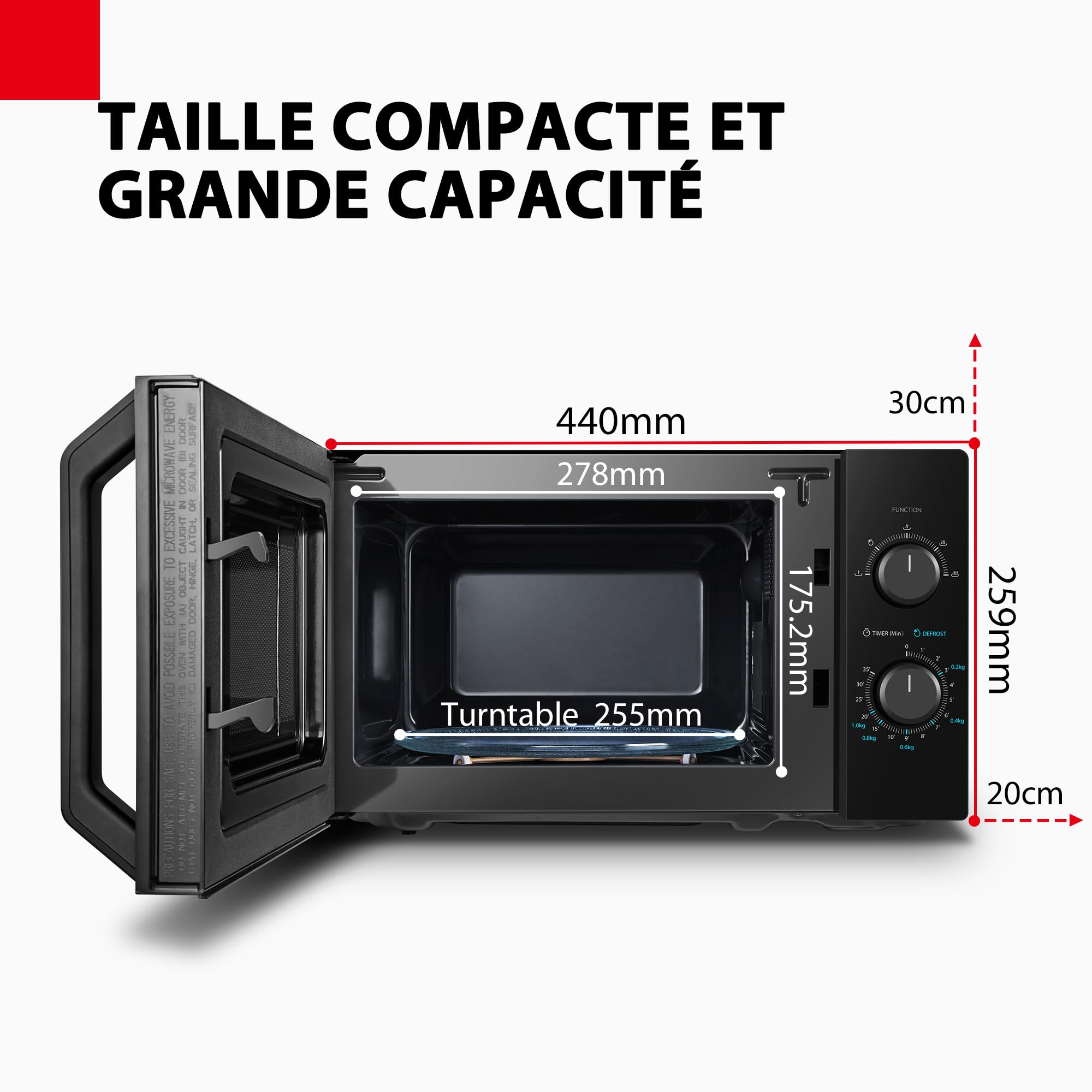 Toshiba Microonde MW2-MM20P(BK), Microonde a Piedi, 800 W, 5 Livelli di Potenza, con Scongelamento Facile, Illuminazione LED all'interno, Nero