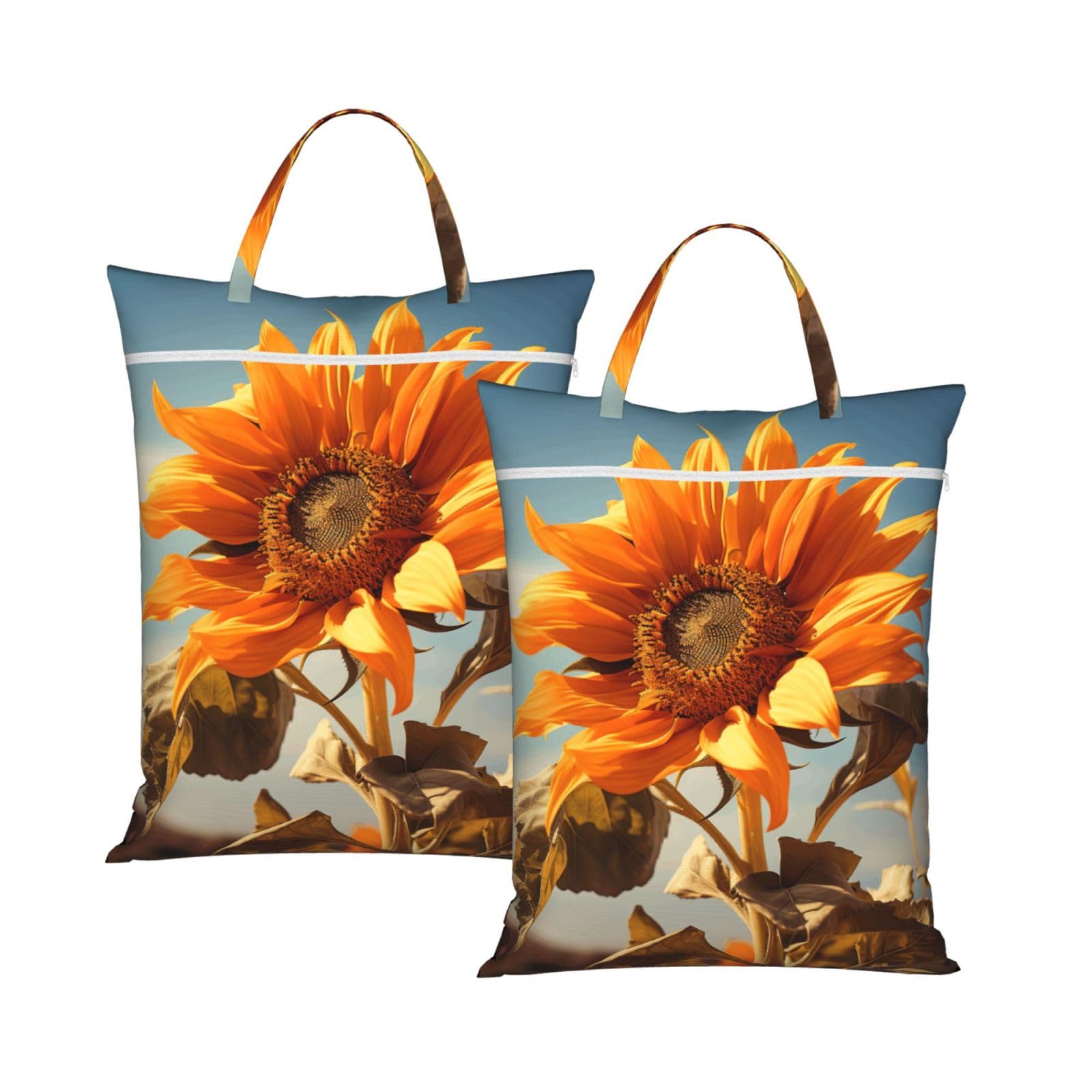 Beautiful Sunflower Print Travel Laundry Bag Foldable Lightweight Camping Beach Dorm Weekend Getaways