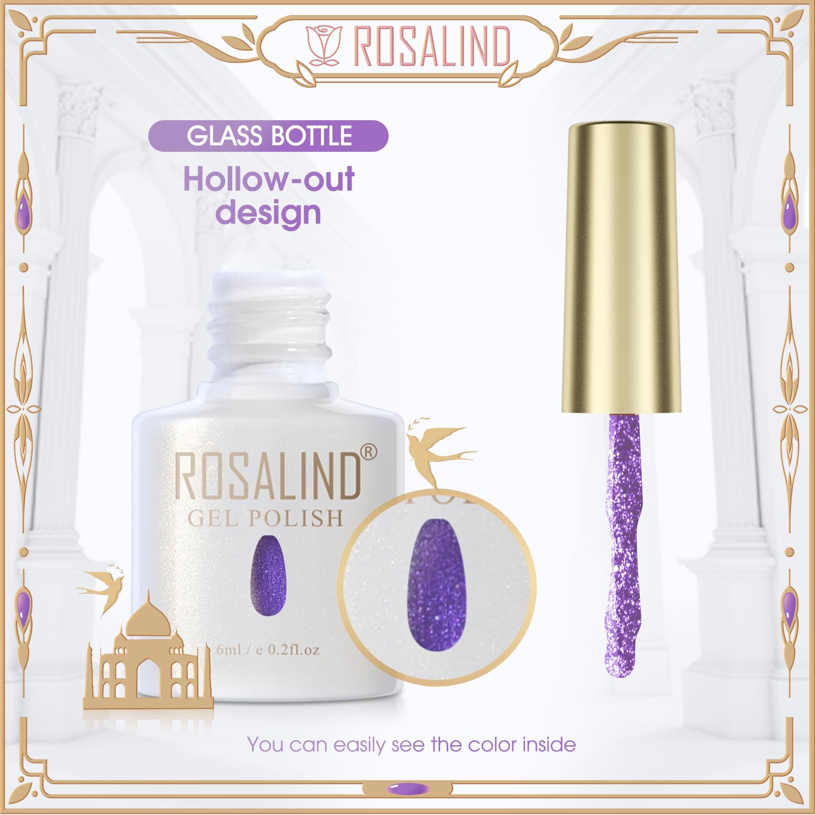 ROSALIND Zestaw lakierów do paznokci Aurora Cat Eye, 6 kolorów Fioletowy Niebieski Brązowy Zestaw żeli do paznokci Cat Eye z Manget, Soak off UV/LED długotrwały lakier żelowy Manicure dla kobiet