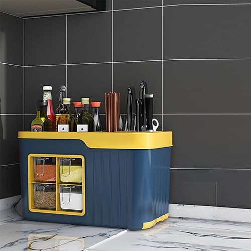 Miniatura 8 de Caja multifuncional para condimentos de cocina, tarro de cepillo de cocina, caja de almacenamiento de cuchara, organizador de cocina 4 en 1 con