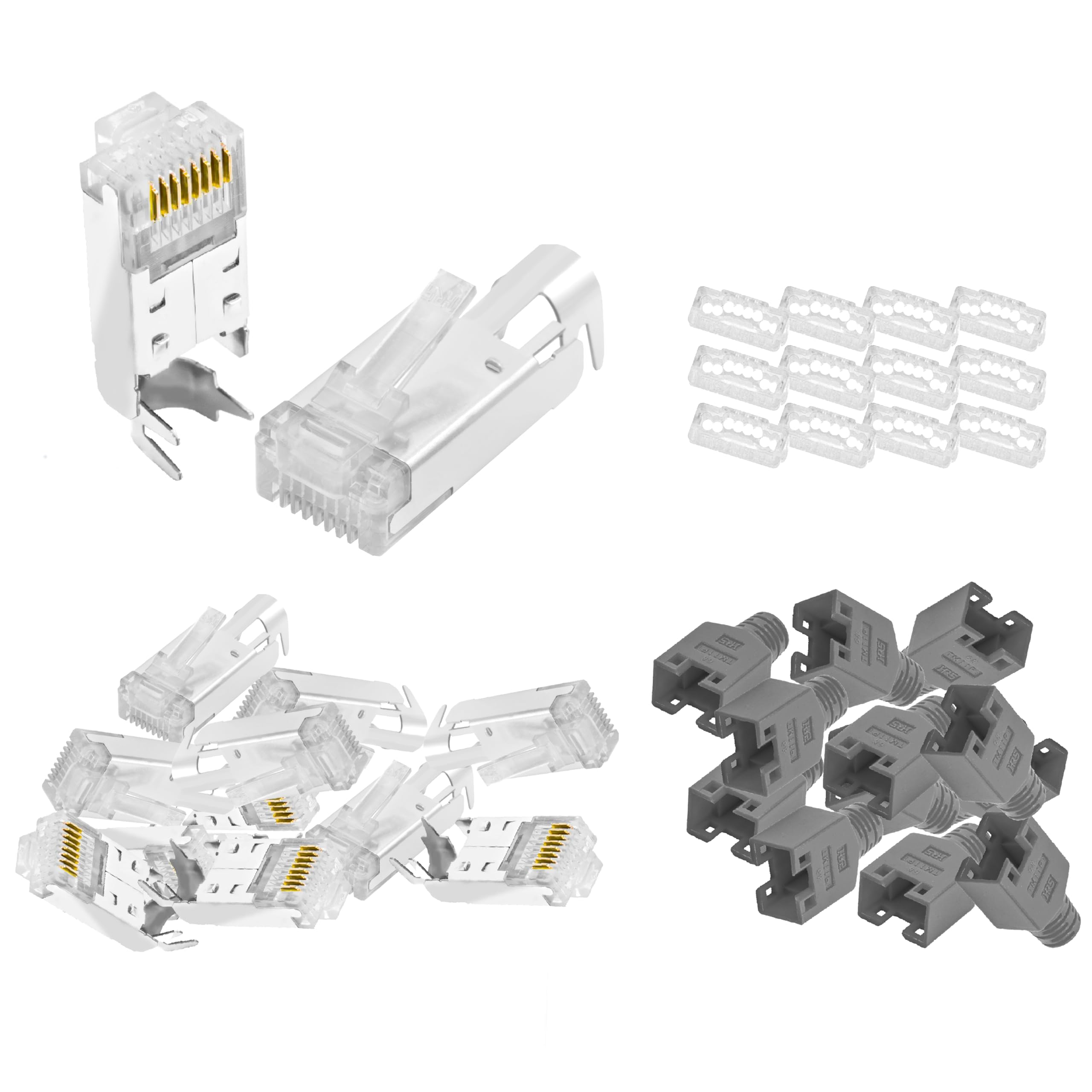 BIGtec RJ45 Stecker Netzwerkstecker 100 Stück Hirose TM11 grau Hochgeschwindigkeits Verbindung für Fast Ethernet 100BASE-TX AWG 26-27
