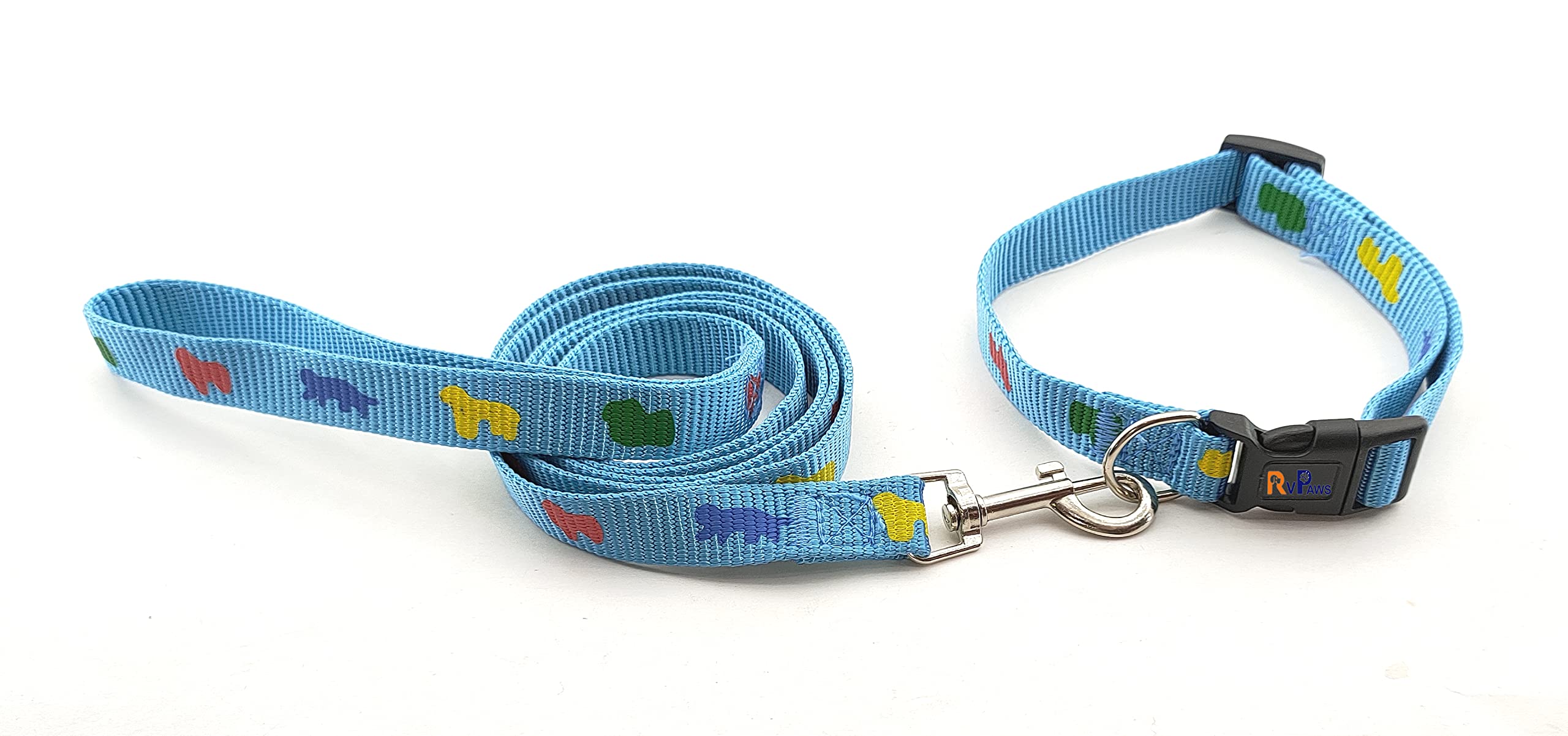 RvPaws Imported Nylon Printed Dog Leash and Collar Set Adjustable, Suitable for Puppies of All Dog Breeds 15 MM (Sky Blue Color) (B0BGSNKQXS) Amazon Price History, Amazon Price Tracker