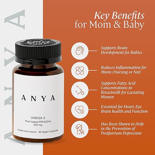 Miniatura 3 de ANYA Omega 3 con 300 mg de DHA y EPA, ingredientes limpios, sin OMG, 100% vegano, sin gluten, soja y lácteos. Suplemento para mujeres, vitamina