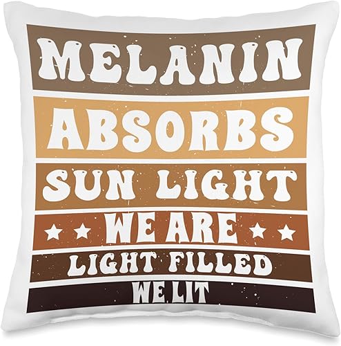 Melanin Pride African American Black History Tee Black History Month Melanin Pride Throw Pillow 16x16 Multicolor