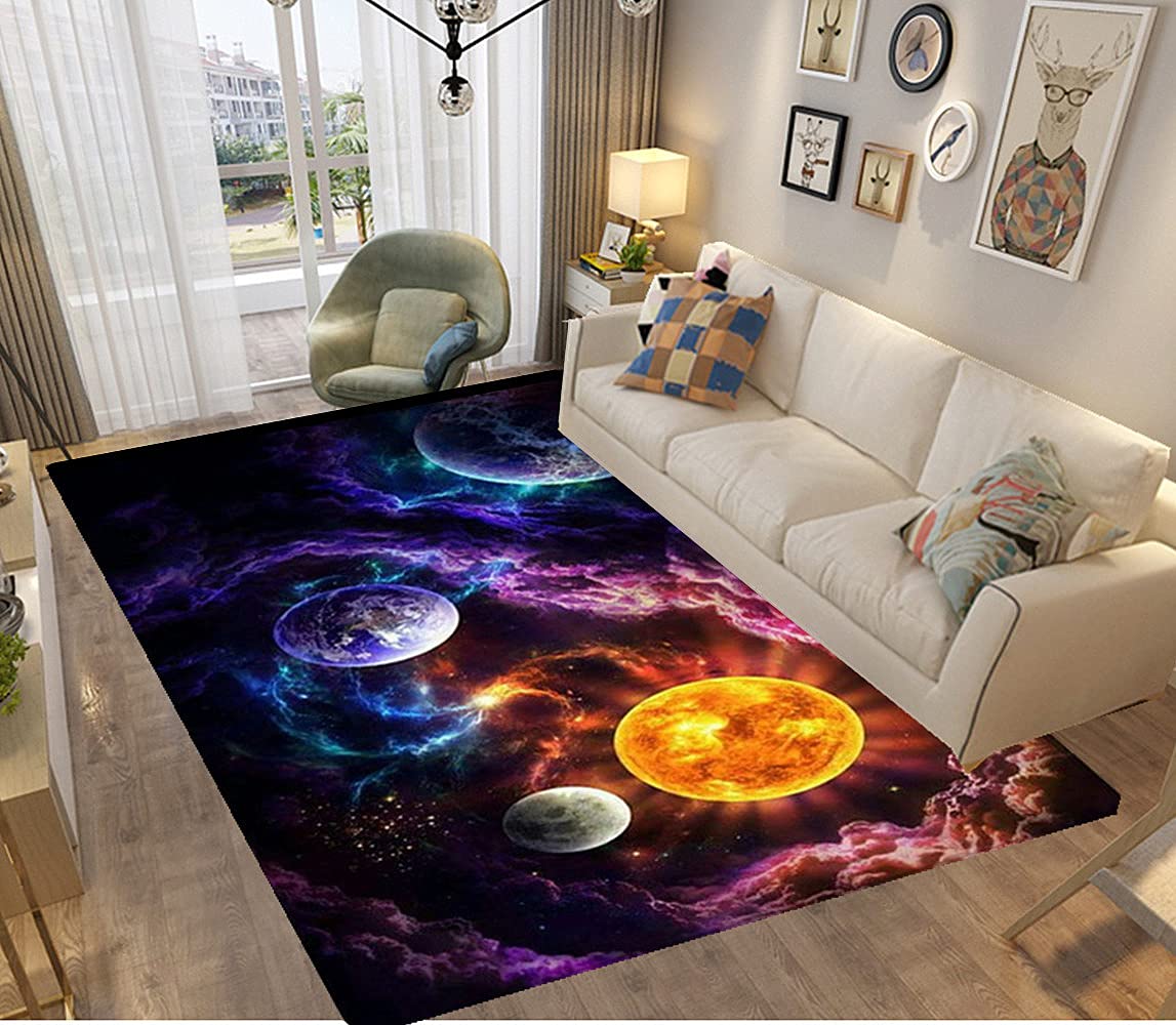 3d Alfombras De Habitacion Galaxia Universo Juvenil Chico Infantiles Niño Niña Colores Gamer Grande Pequeñas Alfombras Salon Baño Modernas Pelo Corto Lavables Vinilicas (120x180 cm,amarillo)