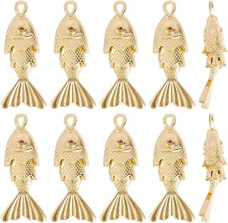 Beebeecraft Cubic Zirconia Fish Charms Brass Carp Charms with Red Eyes for Bracelet Necklace Jewelry Making