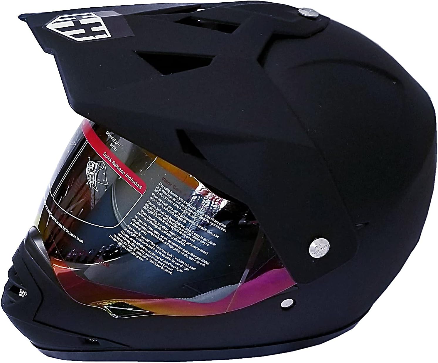 Youth Helmet for Dirt Bike ATV Motocross MX Off road Motorcycle HHH DOT Black color Helmet with VISOR – Size Small