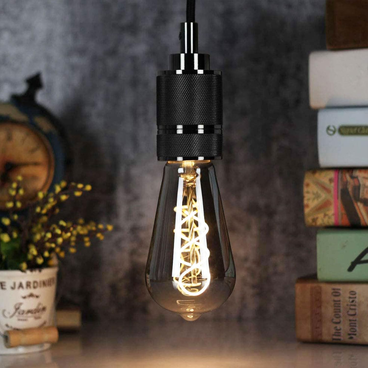 Lampadine LED E27, Dimmerabile Lampadina LED 4W (Equivalente a 40W) ST64 Edison Vintage Lampadina LED E27 Luce Calda 2400K -Grigio, Pacco da 4