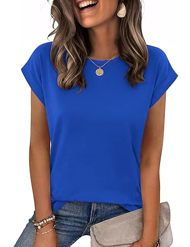 Zeagoo Womens Tops Summer Casual Cap Sleeve Tshirts Shirts Business