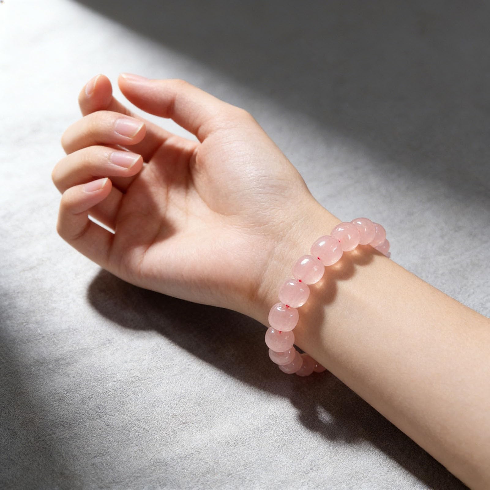 Braccialetti Naturali Bracciale in Quarzo Rosa, Bracciale Elastico Fatto a Mano con Pietre preziose Rosa Naturali per l'energia positiva dell'amore, Meditazione Yoga Unisex,10 * 12mm