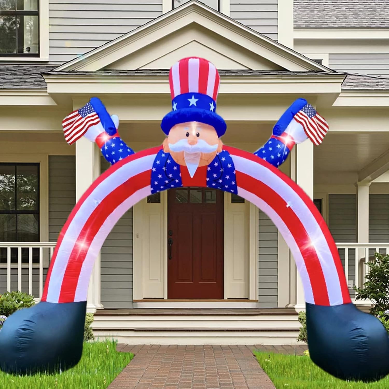 11 Ft Long 4th of July Inflatables Archway Outdoor Decorations, Fourth July Patriotic Blow Up Uncle Sam with High Hat American Flag Arch Built-in Led Inflatable for Holiday Memorial Day Yard Outdoor : Patio, Lawn & Garden