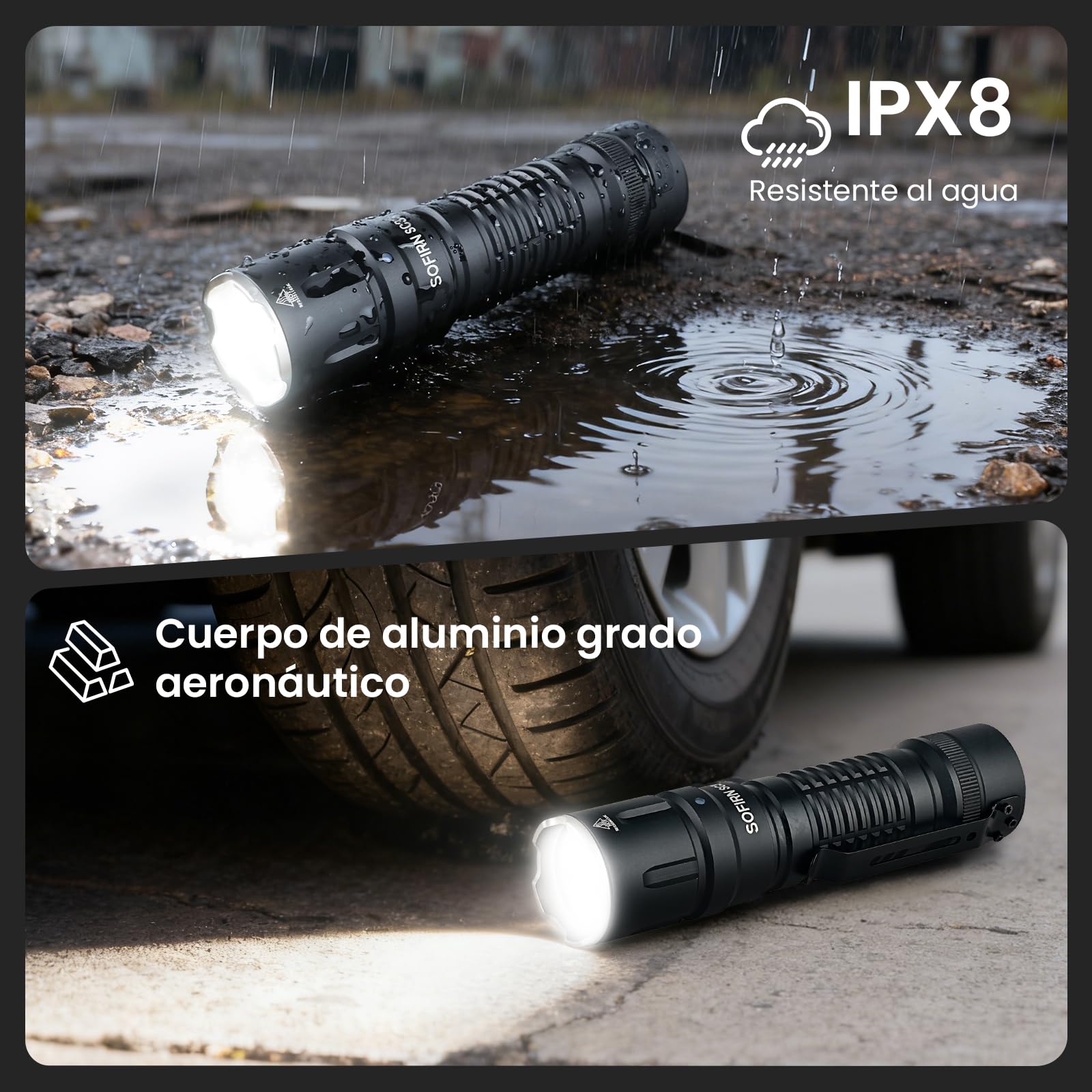 Sofirn SC33 LED Súper Brillante 5200 Lúmenes Linterna Recargable EDC Portátil Con Cola Tipo C Interruptor E Para Búsqueda Al Aire Libre Senderismo Emergencia