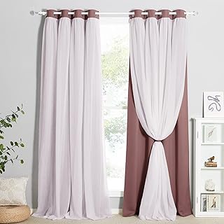 PONY DANCE Curtains for Girls Bedroom Kids Curtain - Window Drapes Curtain 84 inches Length Room Darkening Grommet 2 Layers,1 Panel (Dusty Rose, W52 X L84)