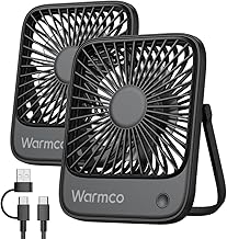 Warmco USB Desk Fan 2Pack, USB C Corded Powered Small Personal Fan, Strong Airflow Quiet Operation, 3 Speeds Wind With 18...