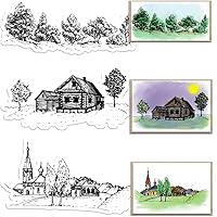 Vista 1 de 3 sellos transparentes de fondo de árboles para hacer tarjetas y diario, sellos de silicona para casas del bosque, sellos de goma para álbumes