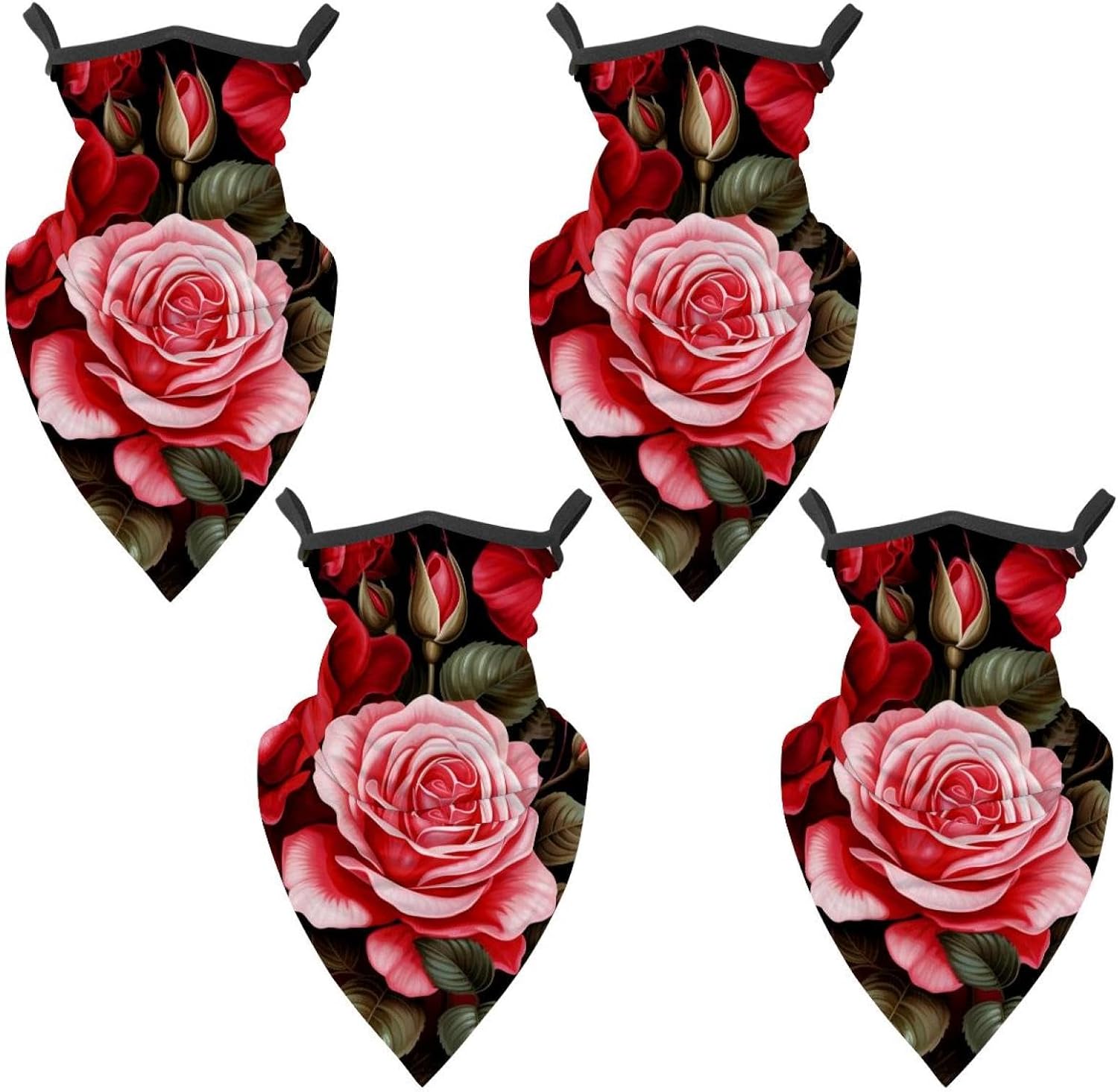 4 Pack Rose Fishing Neck Gaiter - UV Face Mask Sun Protection for Men & Women