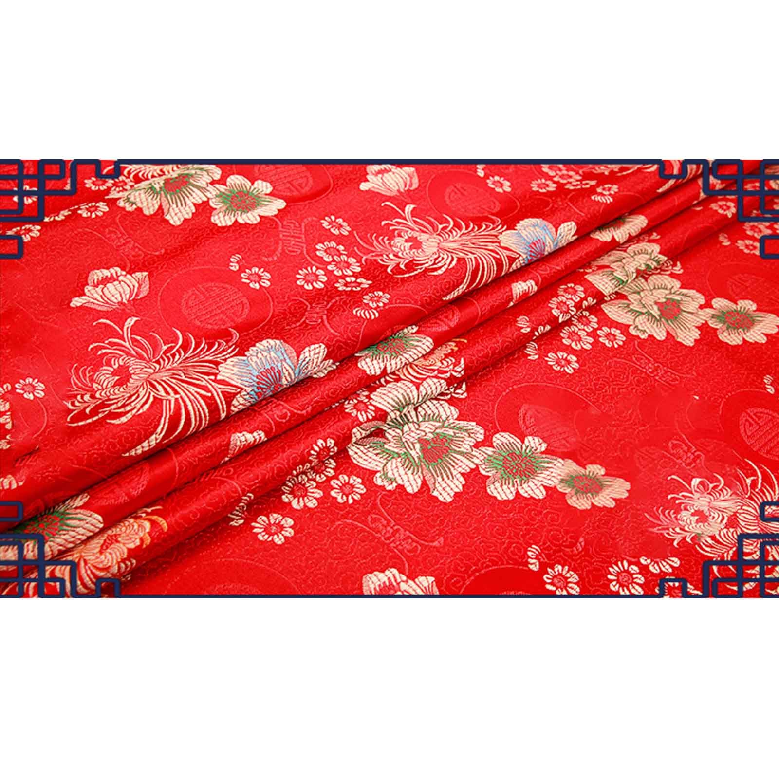 tkanina w kwiaty, Brokatowa satynowa tkanina kwiatowa do samodzielnego szycia, wzór kwiatowy chryzantemy, ręcznie robiony mebel, retro, wysokiej klasy cheongsam, 75X100 cm